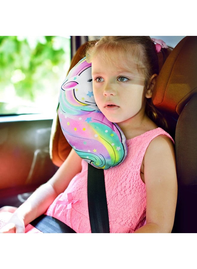FIODAY Seat Belt Cover Pad for Kids Unicorn Seatbelt Pillow Soft Seat Belt Cover Car Pillow Toddler Travel Seat Strap Pad Neck Support for Girls Boys, Rainbow - Image 5