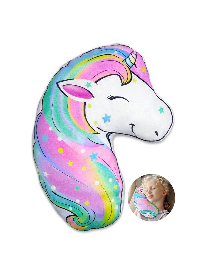 FIODAY Seat Belt Cover Pad for Kids Unicorn Seatbelt Pillow Soft Seat Belt Cover Car Pillow Toddler Travel Seat Strap Pad Neck Support for Girls Boys, Rainbow - Image 1