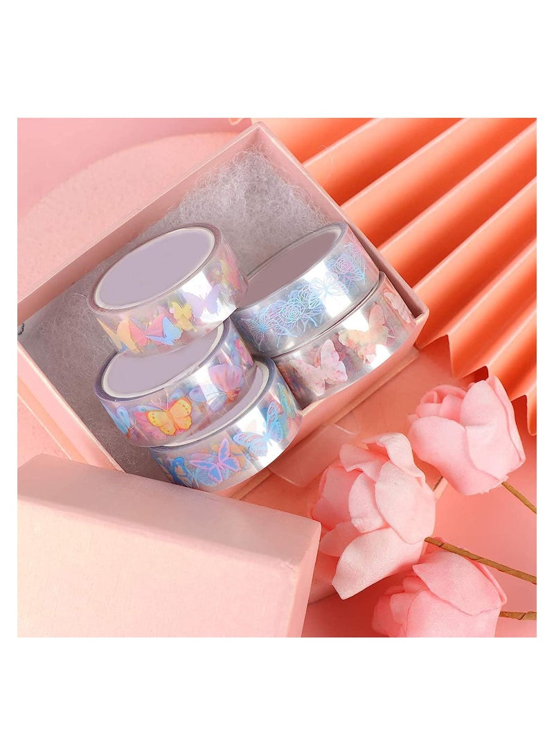 Washi Tape Set, Creative DIY Scrapbooking Decoration, Gift Wrapping and Craft Sticky Adhesive Paper Masking Tape, Waterproof Plastic Tape, Gift for Scrapbook, Journal, Planner Arts Crafts (10 Rolls) - Image 4