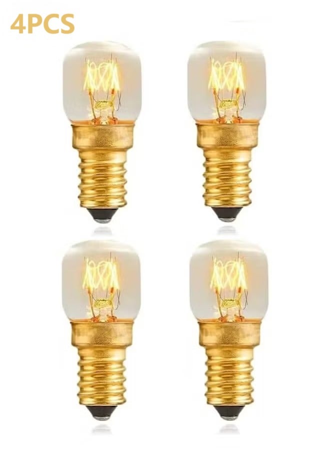 لمبة إي14 15 واط - مقاومة للحرارة 300°مئوية للفرن والميكرويف وثلاجة - لمبات أجهزة قابلة للتعتيم غير قابلة للكسر (4 قطع) - Image 1