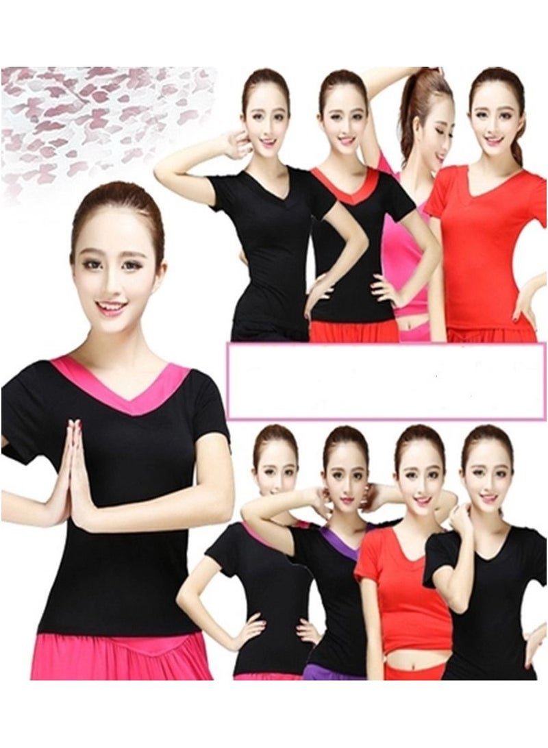Loquat Women's Square Dance Top Short Sleeve V-neck Dance Dress  - Image 2