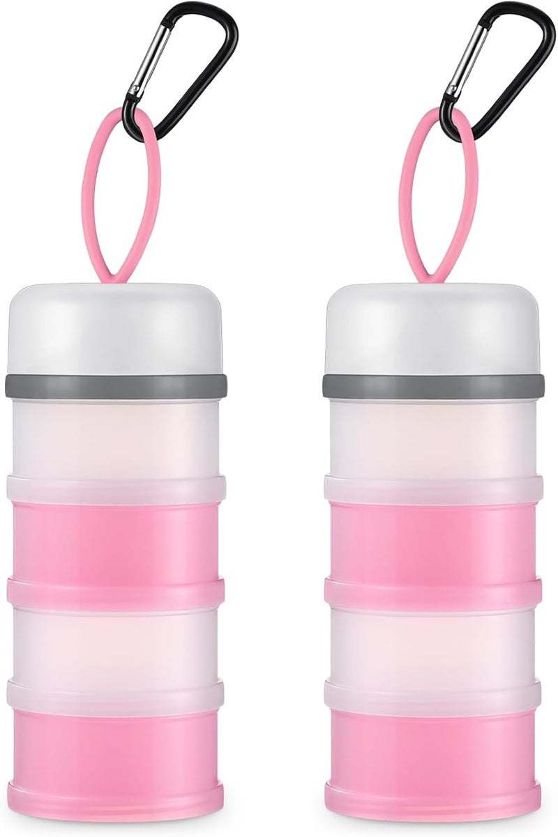Baderke 2 Pcs Protein Powder Container with Funnels Stand, 4 Stackable Leakproof Protein Powder Dispenser, Portable Keychain Powder Container for Workout, Fitness, Travel(Pink, White) - Image 1