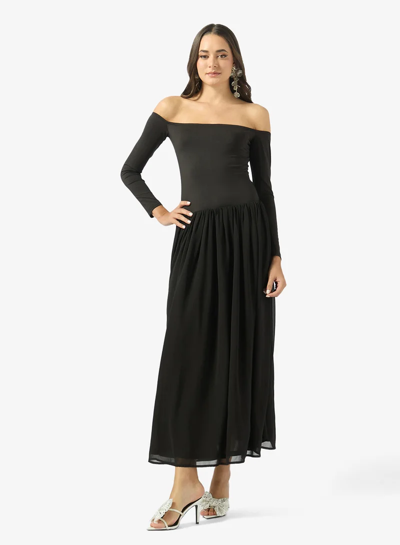Ginger Off Shoulder Dropwaist Dress
