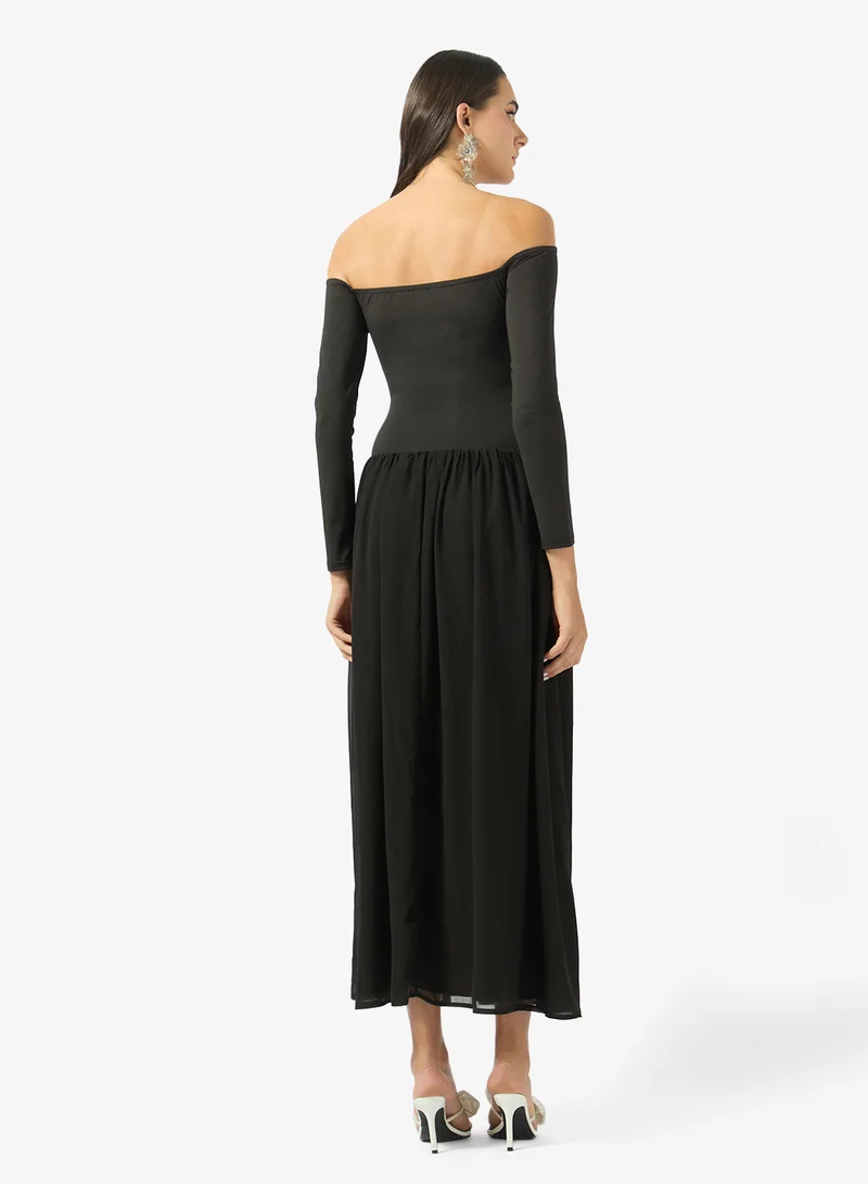 Ginger Off Shoulder Dropwaist Dress