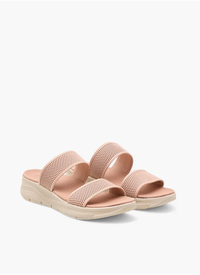 لو كونفورت Textured Slip-On Strap Sandals with Platform Heels