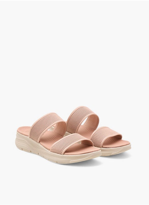 Textured Slip-On Strap Sandals with Platform Heels