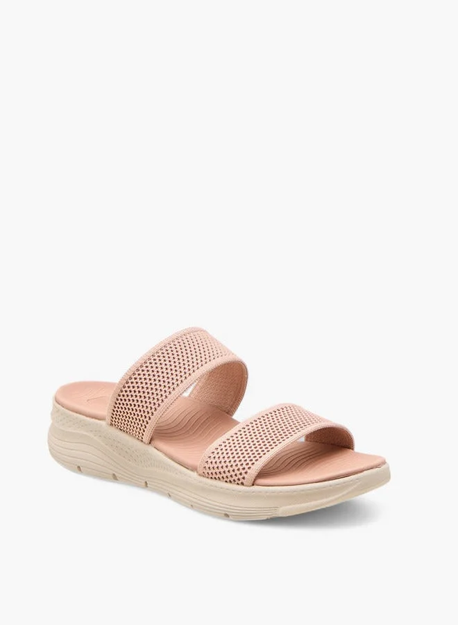 Le Confort PINK Textured Slip-On Strap Sandals with Platform Heels for Women | Best Price UAE