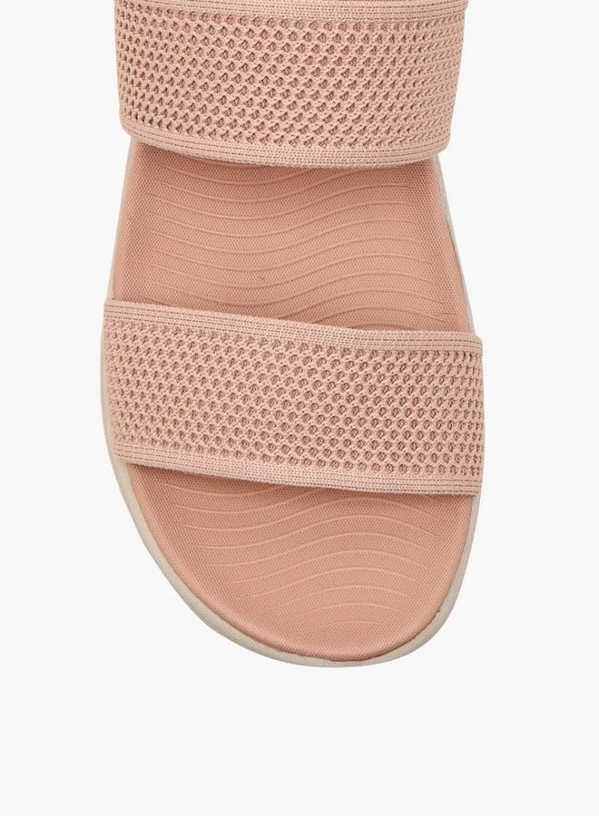 Le Confort PINK Textured Slip-On Strap Sandals with Platform Heels for Women | Best Price UAE