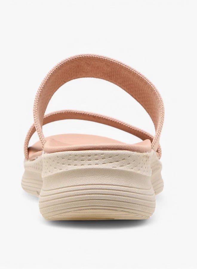 Le Confort PINK Textured Slip-On Strap Sandals with Platform Heels for Women | Best Price UAE