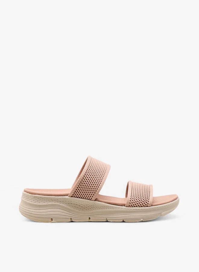 Textured Slip-On Strap Sandals with Platform Heels