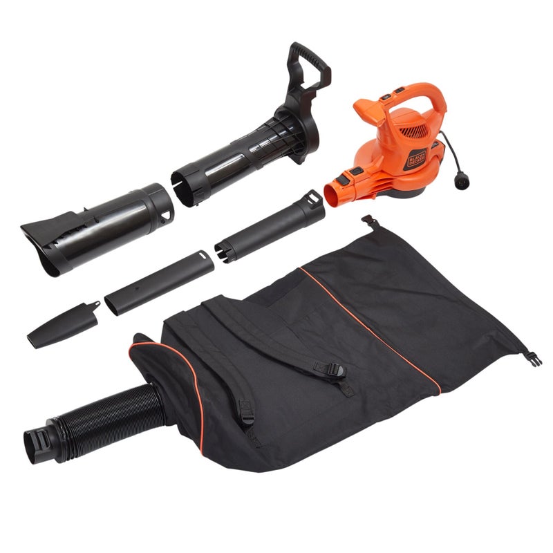 BLACK+DECKER Leaf Blower, Leaf Vacuum and Mulcher 3 in 1, Backpack Blowers for Lawn Care,250 mph Airflow, 400 cfm Delivery Power, Reusable Bag Included, Corded (BEBL7000) - Image 1