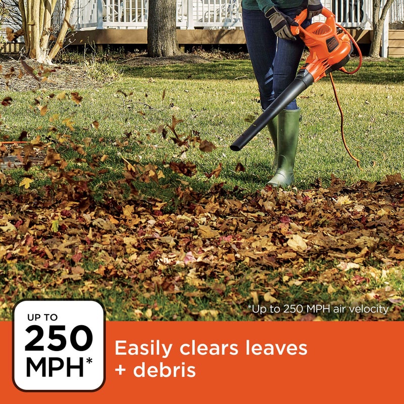 BLACK+DECKER Leaf Blower, Leaf Vacuum and Mulcher 3 in 1, Backpack Blowers for Lawn Care,250 mph Airflow, 400 cfm Delivery Power, Reusable Bag Included, Corded (BEBL7000) - Image 5