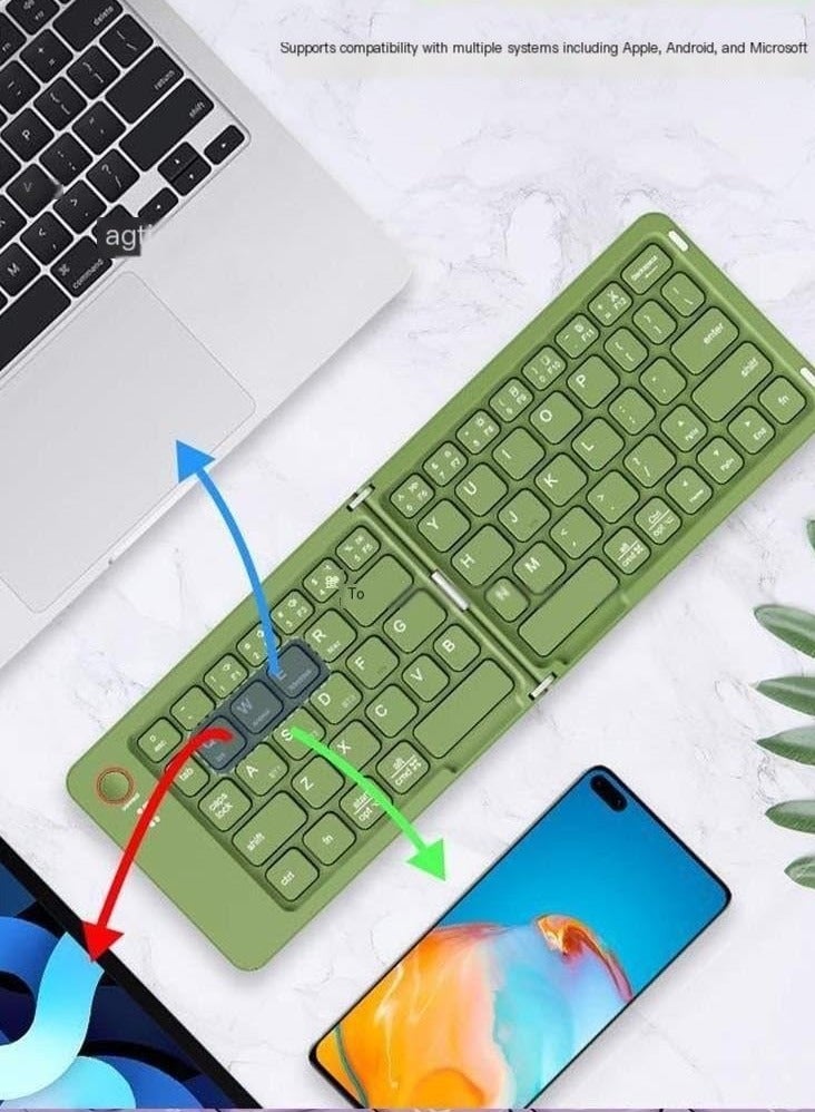 Foldable Bluetooth Keyboard, Portable Folding Keyboard, Rechargeable Mini Wireless Travel Keyboard for Windows iOS Android Tablet Smartphone - Image 2