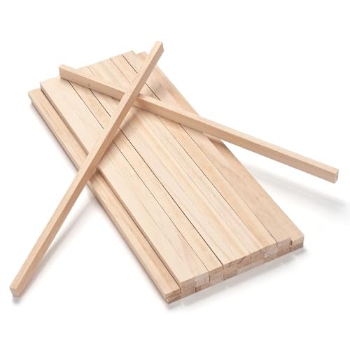 Coowayze Wood Strips Slats Wooden Sticks for Crafts 14 12 12 30 PCS Thin Wood Trim Planks Lumber Flat Boards Pieces Square Wooden Dowel Rods for Crafting Woodworking Model Making - Image 1