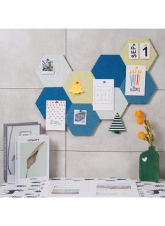 YQbest Self Adhesive Bulletin Boards 10Pcs 15cm Hexagon Felt Board Tiles with Push Pins for Walls Cork Pin Pictures Photos Memos  - Image 1