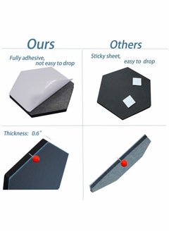 YQbest Self Adhesive Bulletin Boards 10Pcs 15cm Hexagon Felt Board Tiles with Push Pins for Walls Cork Pin Pictures Photos Memos  - Image 5