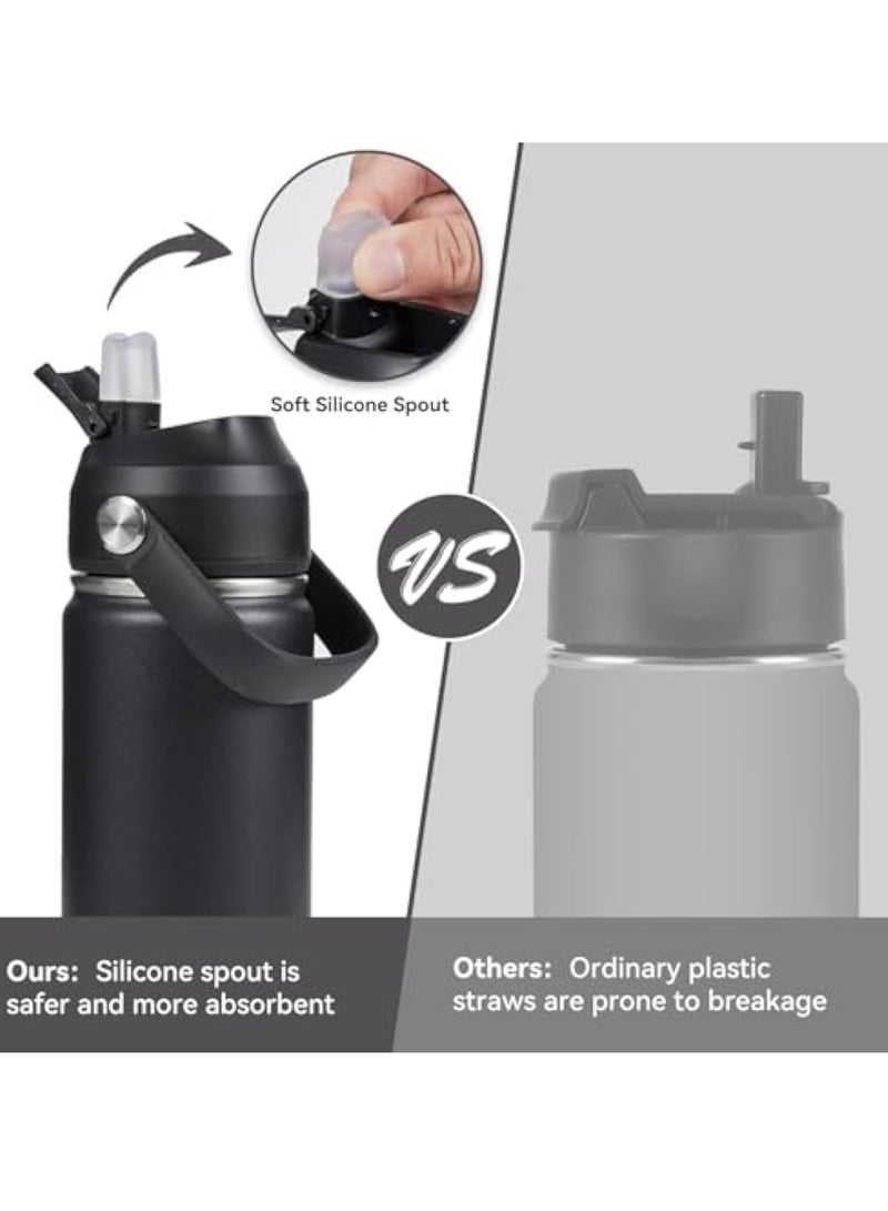 Arabest 18oz Insulated Stainless Steel Water Bottle, Wide Mouth Double Wall Vacuum, Silicone Straw, Sweat & Leak Proof, BPA Free Insulated Water Flask for Travel, Keep Cold 24h Hot 12h, Black - Image 4