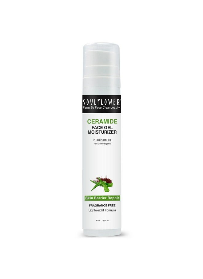 Soulflower - Ceramide Face Gel Moisturizer For Hydration & Moisturisation Clear & Fresh Skin Dark Spots & Blemishes Niacinamide & Aloe Vera Men & Women 50Ml - Image 1