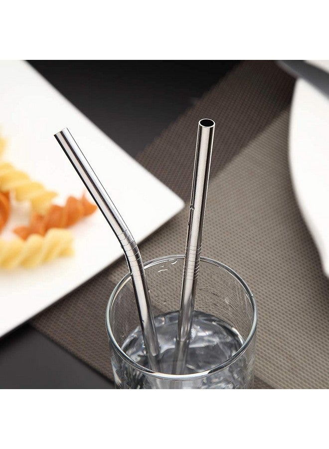 Linist Portable Utensils Travel Camping Cutlery Set 8-Piece Including Fork Spoon Chopsticks Cleaning Brush Straws Portable Case Stainless Steel Spoon Set (Silver) - Image 3