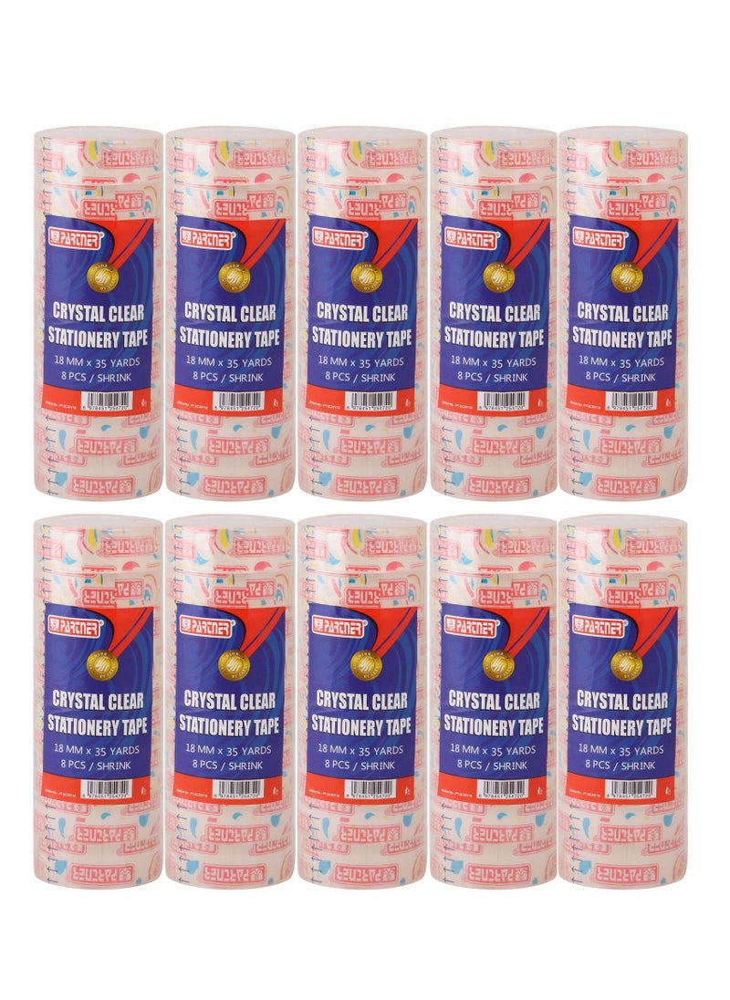 PARTNER - 8-Piece Clear Clear Stationery Tape 18mm Width - Image 1
