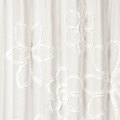 Lush Decor White Ruffle Flower Polyester Shower Curtain, 72" x 72" - Image 2