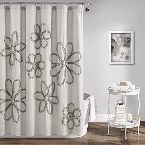 Lush Decor White Ruffle Flower Polyester Shower Curtain, 72" x 72" - Image 4