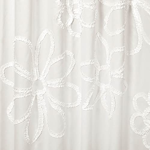 Lush Decor White Ruffle Flower Polyester Shower Curtain, 72" x 72" - Image 3