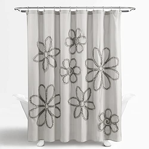 Lush Decor White Ruffle Flower Polyester Shower Curtain, 72" x 72" - Image 5