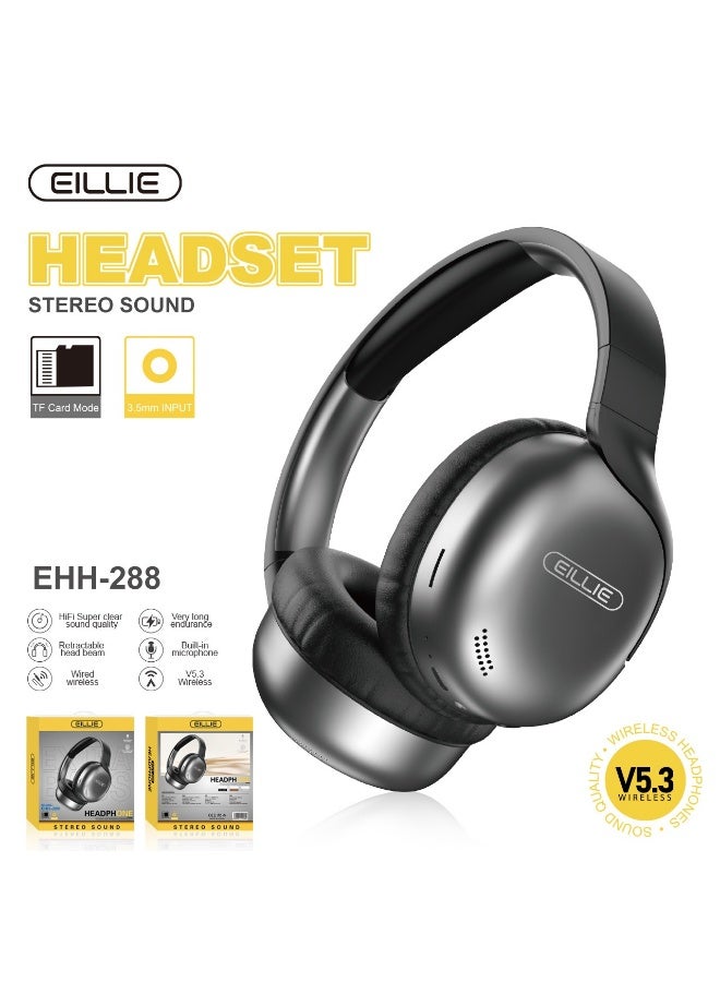 EHH-288 Bluetooth Stereo Headphones with Clear Sound, HD Microphone, TF/AUX Support, 250mAh Battery - Black - Image 4