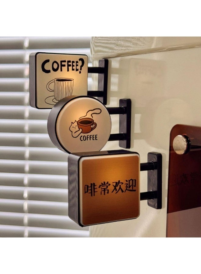 Illuminated Coffee Corner Refrigerator Magnet, Luminous Decorative Fridge Sticker - Image 3