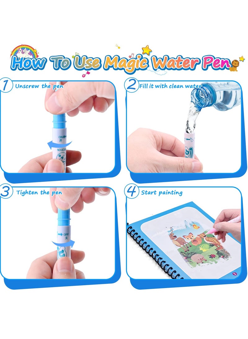 Mr. Penda 5Pcs Water Magic Colouring Book, Reusable Water Colouring Books for Children, Magic Water Colouring Book with Water Pens, Magic Painting Book for Kids 3 4 5 6 Year Old Boys Girls - Image 3