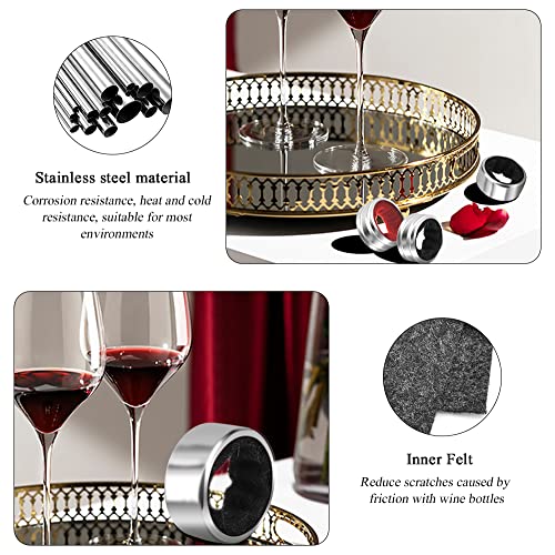 Kitwinney BK8 Stainless Steel Wine Bottle Collars, Classy Drip Rings - 8 Pack Simple and Durable Wine Drop Stoppers with Velvet Felt, Small Handy Gadget for Kitchen and Bar - Image 3