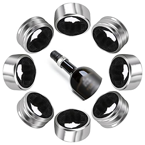 Kitwinney BK8 Stainless Steel Wine Bottle Collars, Classy Drip Rings - 8 Pack Simple and Durable Wine Drop Stoppers with Velvet Felt, Small Handy Gadget for Kitchen and Bar - Image 1