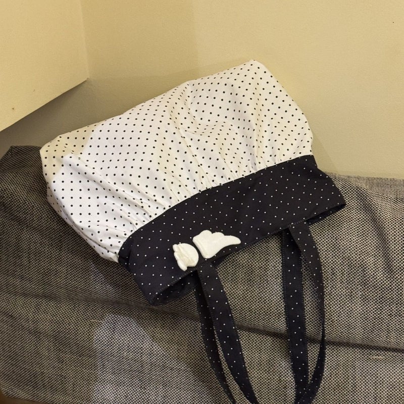 Retro Polka Dot Shoulder Bag with Cute Wings and Color Block - Image 3