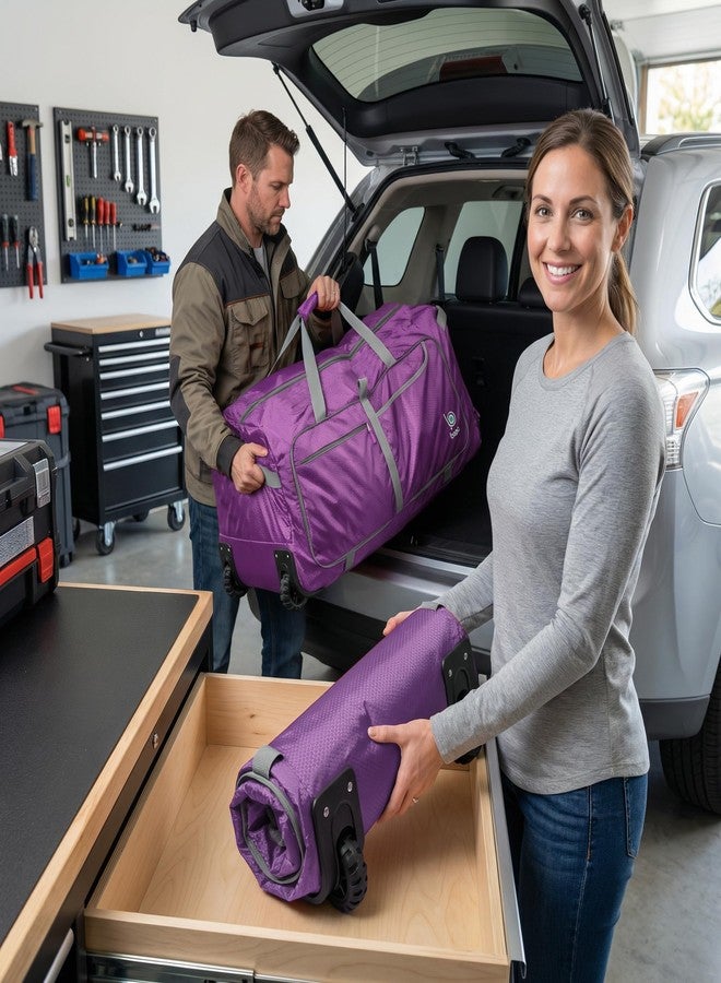 Bago Rolling Duffle Bag with Wheels - 30" 100L Foldable Weekender Bag, Waterproof Travel Duffel Bag, Heavy Duty Light Weight Duffle Bag for Traveling, Rolling Duffel Bag with Wheels (Purple) - Image 2