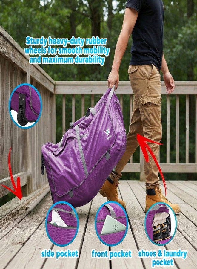 Bago Rolling Duffle Bag with Wheels - 30" 100L Foldable Weekender Bag, Waterproof Travel Duffel Bag, Heavy Duty Light Weight Duffle Bag for Traveling, Rolling Duffel Bag with Wheels (Purple) - Image 5