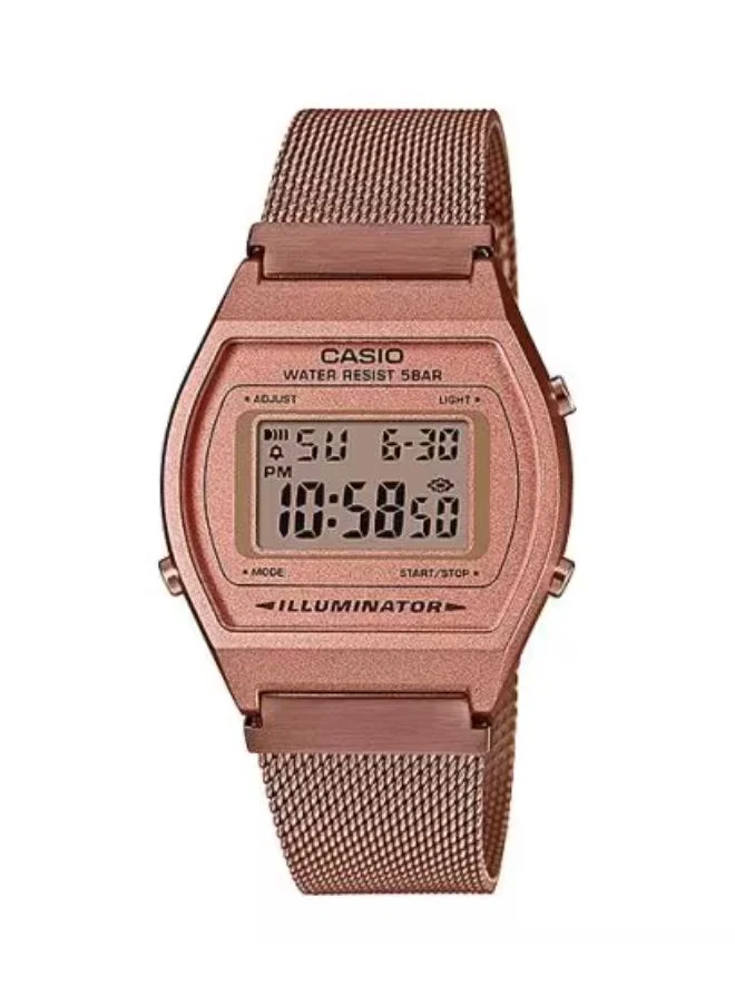 CASIO Women's Digital Display Watch With Rose Gold Stainless Steel Mesh Strap - B640WMR-5ADF