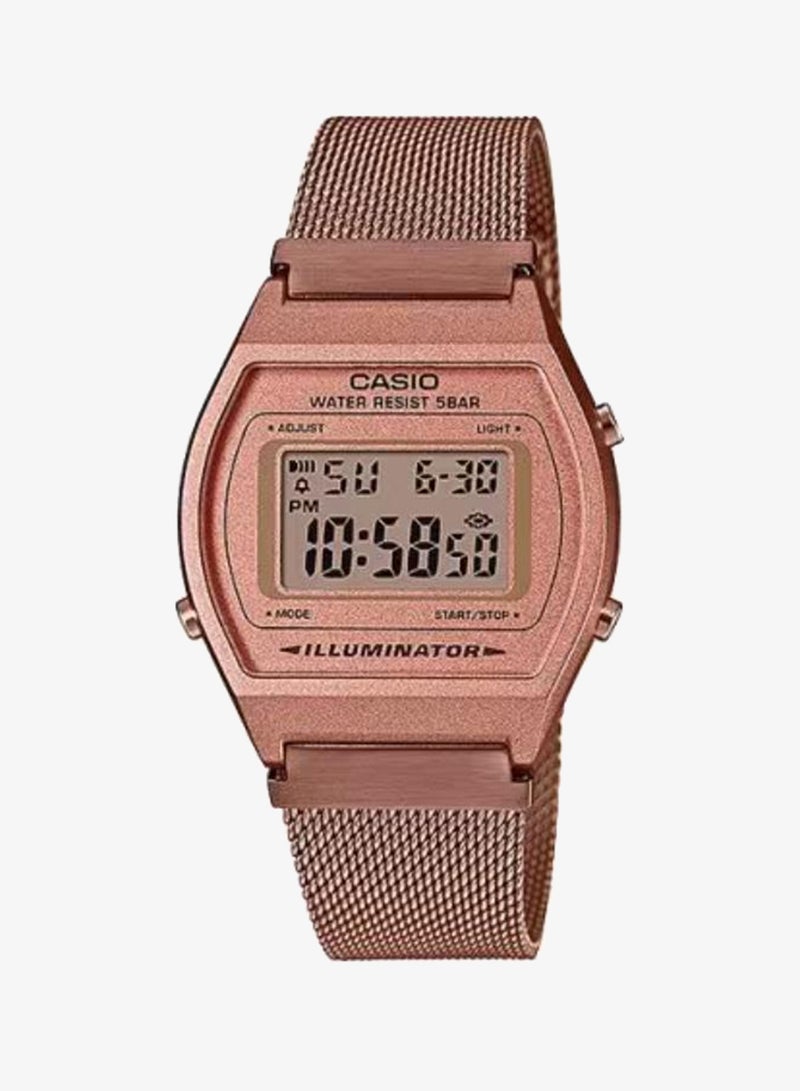Women's Digital Display Watch With Rose Gold Stainless Steel Mesh Strap - B640WMR-5ADF