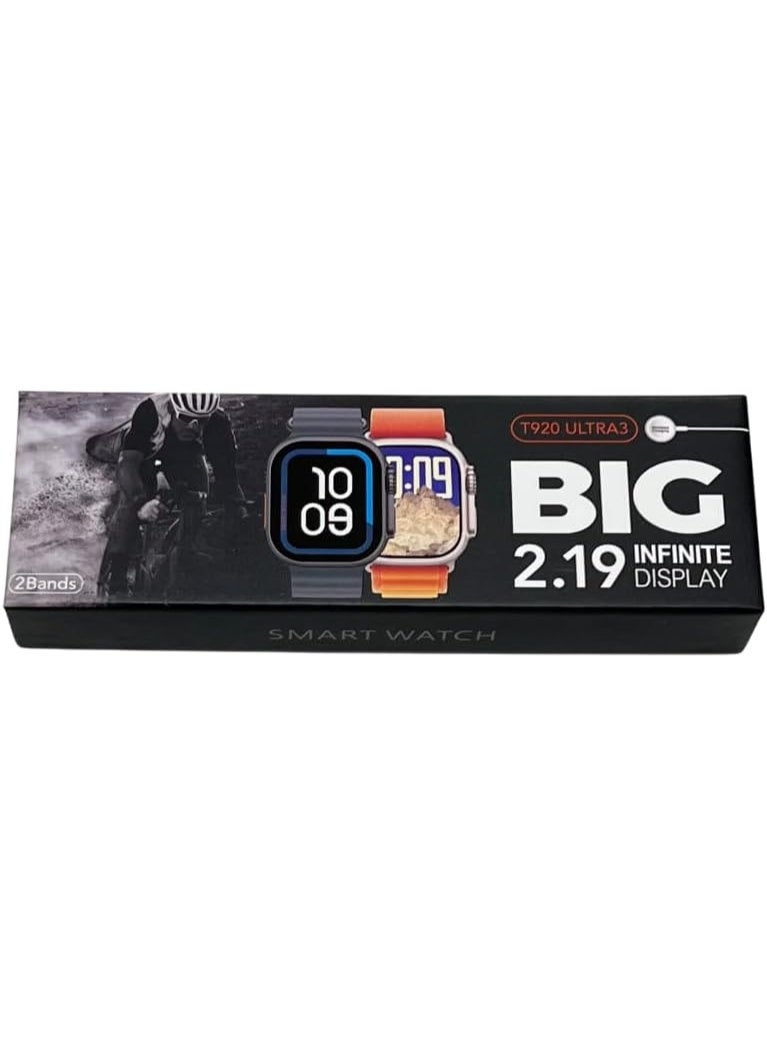 T920 Ultra 3 Smart Watch  Black with 2 Straps - Image 5
