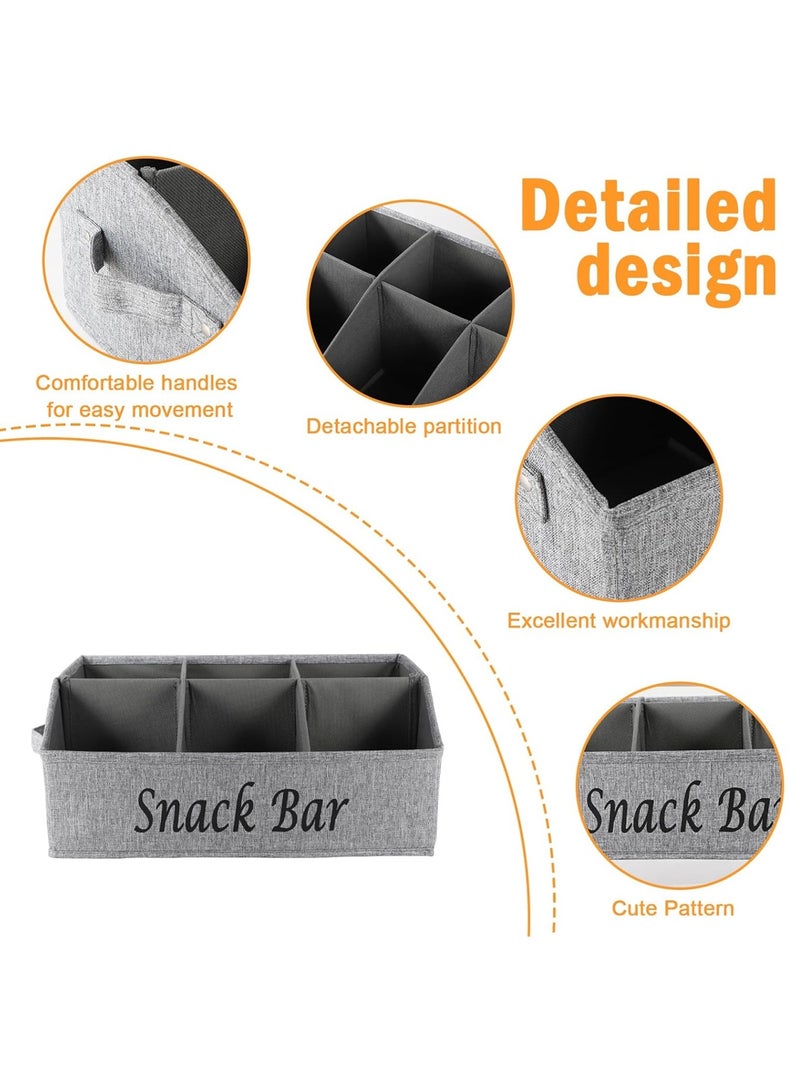 لوبيتيز مكافحة الوجبات الخفيفة حاوية ، 6-grid ، رمادي النسيج وجبة خفيفة حاوية مع مقبض ، مربع وجبة خفيفة - Image 3