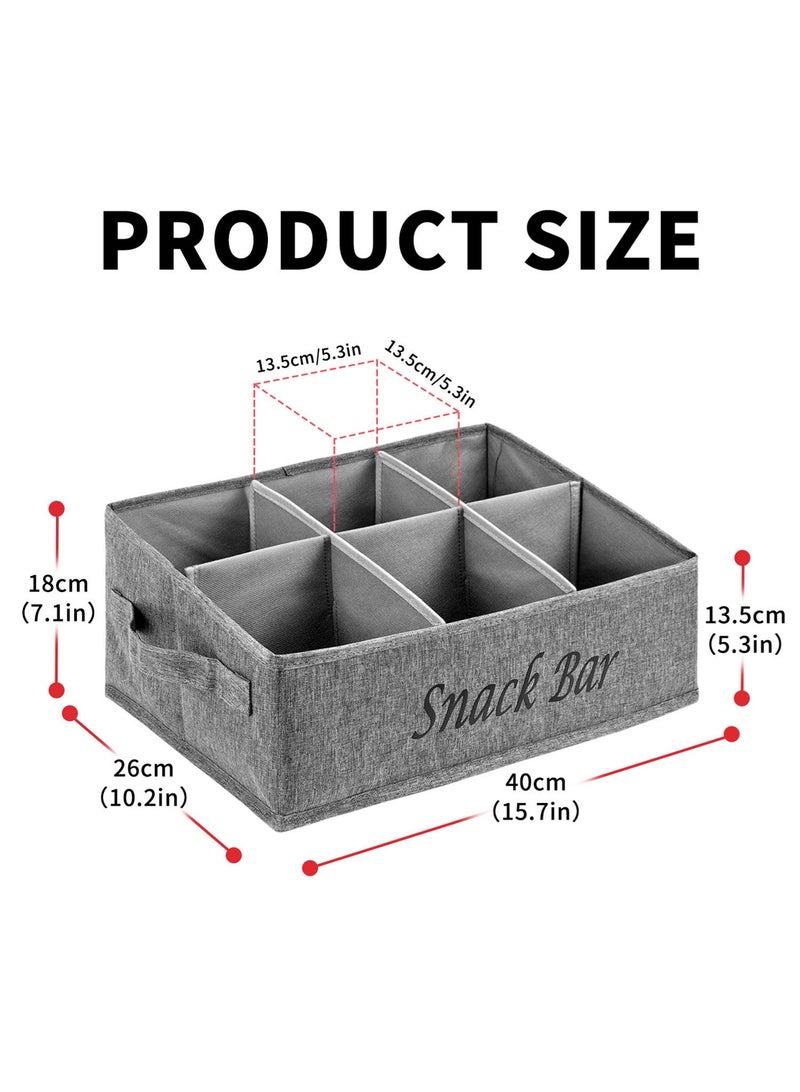 لوبيتيز مكافحة الوجبات الخفيفة حاوية ، 6-grid ، رمادي النسيج وجبة خفيفة حاوية مع مقبض ، مربع وجبة خفيفة - Image 4