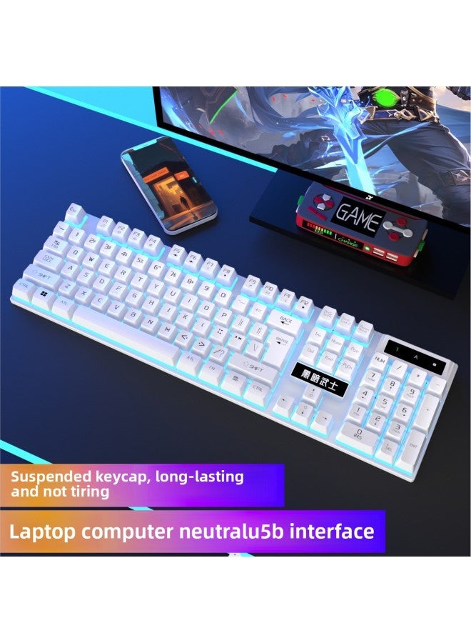 Mechanical Feel Keyboard Mouse Suit Wired Desktop Computer Notebook Game E-Sports Typing Special Qing Ying-Color:White Ice Blue Backlight Colorful Rainbow Qingying Single Keyboard Qingying Qingying Official Standard Qingying No Qingying 104 Key Qingying Machinery