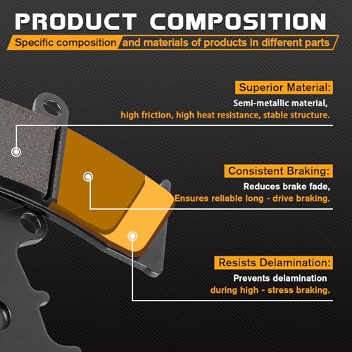 LOCOPOW Brake pads for Suzuki Hayabusa GSX1300R 99-07 GSXR750 W/T/V/X 94-99 Bandit 1200 GSF1200S 01-05 GSXR1100W 93-98 TL1000R 98-03 Front and Rear - Image 3