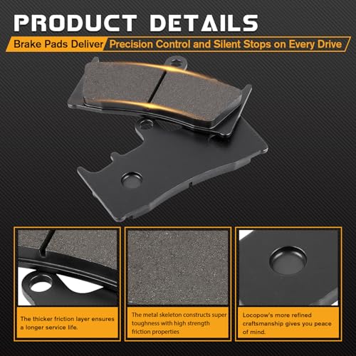 LOCOPOW Brake pads for Suzuki Hayabusa GSX1300R 99-07 GSXR750 W/T/V/X 94-99 Bandit 1200 GSF1200S 01-05 GSXR1100W 93-98 TL1000R 98-03 Front and Rear - Image 5