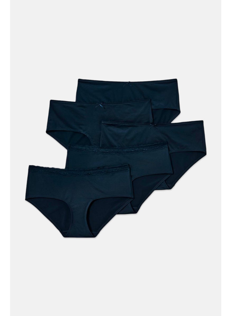 Tchibo Women 5 Pieces Plain Pull On Briefs Navy Blue  - Image 2
