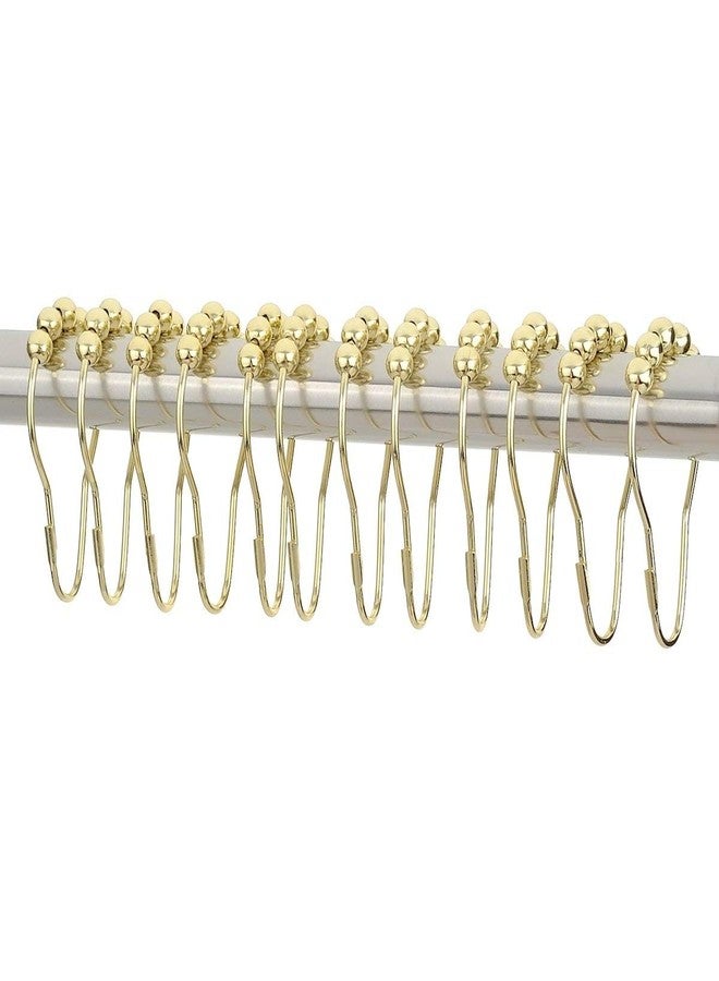JTMall Shower Curtain with Gold Chevron, Geometric Pattern, Gold Shower Curtain Hooks/Rings, White Fabric, 72" x 72", Bathroom Decor (Golden Stripes) - Image 5