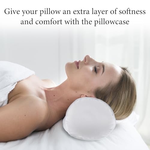 Lnngub 2 Packs Round Neck Pillow Case Covers, 16x5.9inch Cervical Neck Roll Pillow Cover Soft Round Pillow Covers with Zipper Bolster Pillowcases Silk Pillow Case Covers for Hair & Skin(Only Case) - Image 4