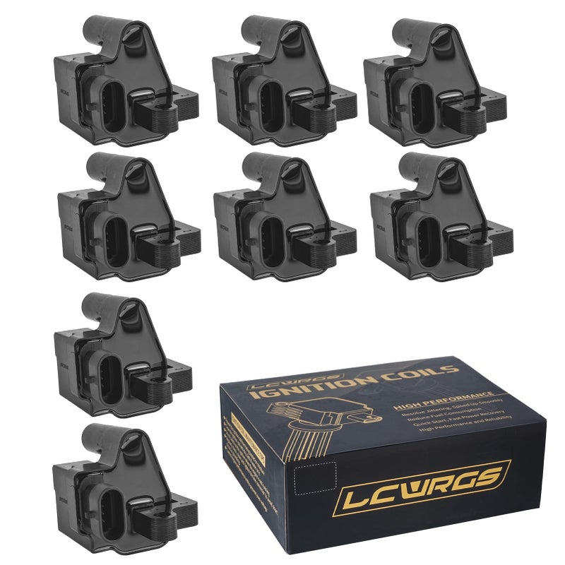 Set of 8 Square Ignition Coil Pack for Chevy Silverado Avalanche Suburban Tahoe Express GMC Sierra Yukon 1500 2500 Escalade 2000 2001 2002 2003 2004 2005 2006 2007 48 53 60 Coils UF271 D581