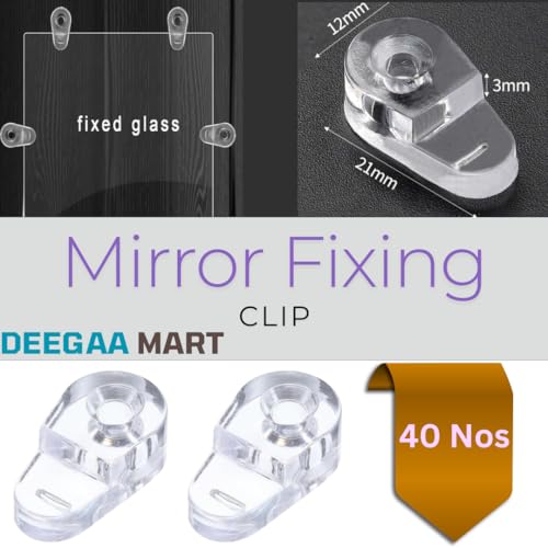 DEEGAA MART 40-Piece Mirror Holder Clip Kit – Clear Plastic Glass Fixing Clips , Wall Mount Mirror Hanging Kit for Bathroom, Cabinet Doors, Wardrobe, Frameless Mirrors - Image 3