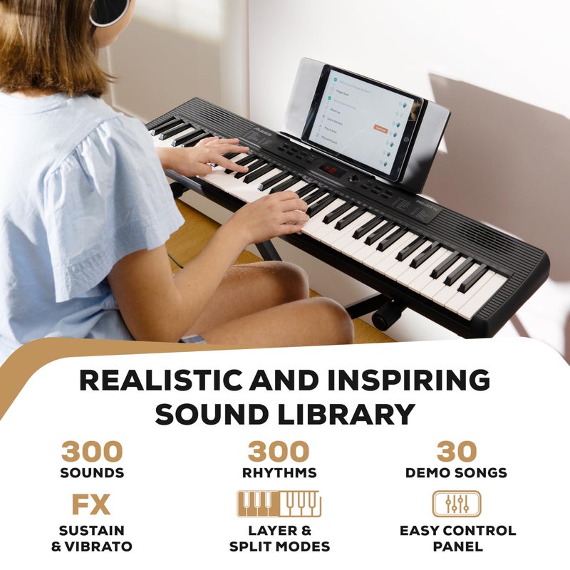 Alesis بيانو الكيبورد أليسيز ميلودي 61 MK4 للمبتدئين مع 61 مفتاح، مكبرات صوت، حامل، مقعد، سماعات، حامل لوح/نوتة موسيقية، 300 صوت ودروس موسيقية - Image 5